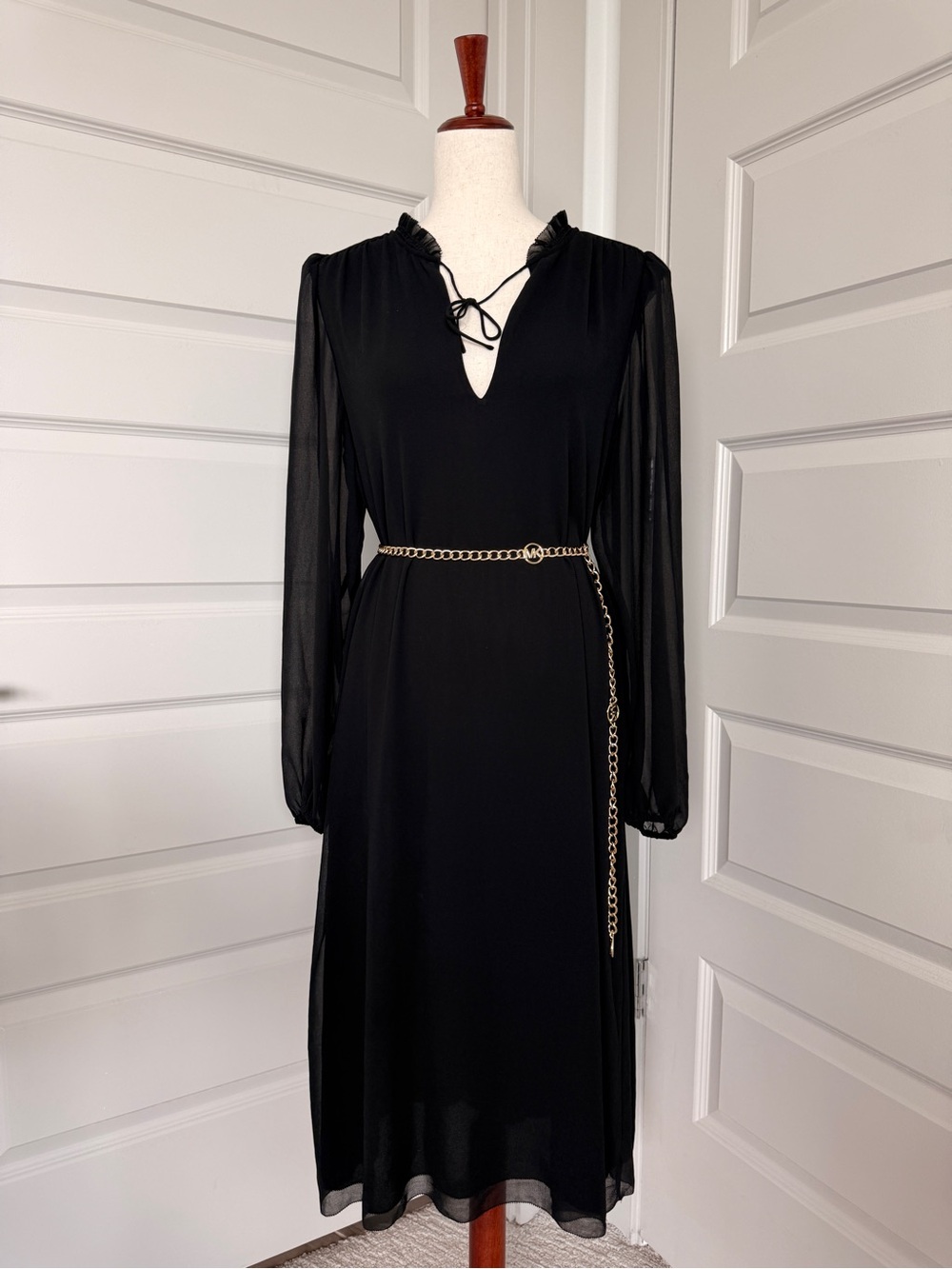 Aritzia Black Chiffon Midi Dress